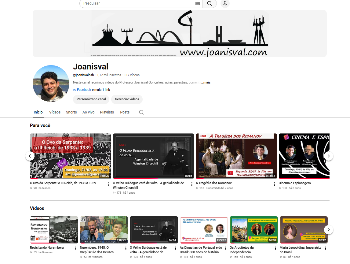 Vídeos do canal de Joanisval sobre História, Inteligência e Relações Internacionais
