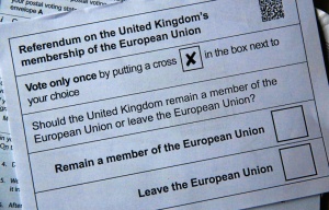 Illustration picture of postal ballot papers ahead of the June 23 referendum when voters will decide whether Britain will remain in the European Union